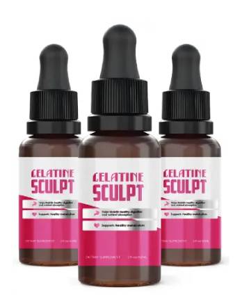 Three bottles of Gelatine Sculpt natural weight loss dietary supplement drops